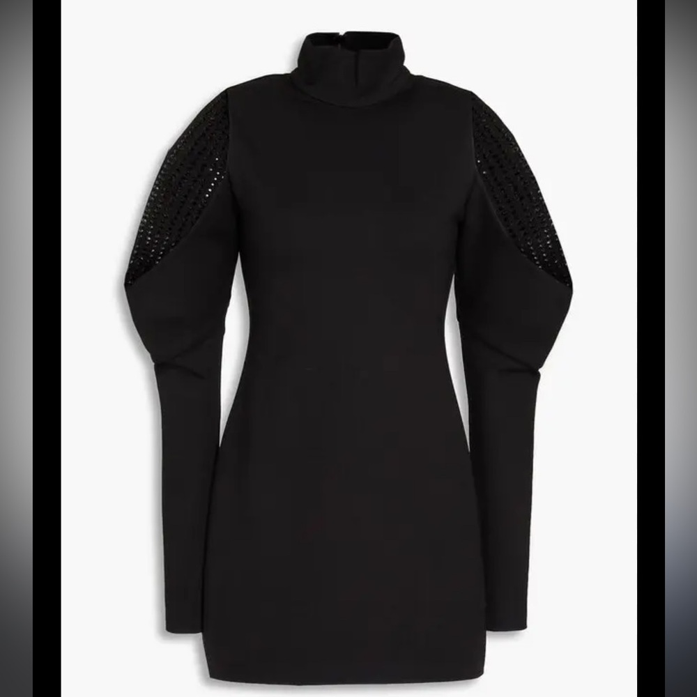 AREA cold shoulder crystal embellished mini dress black small